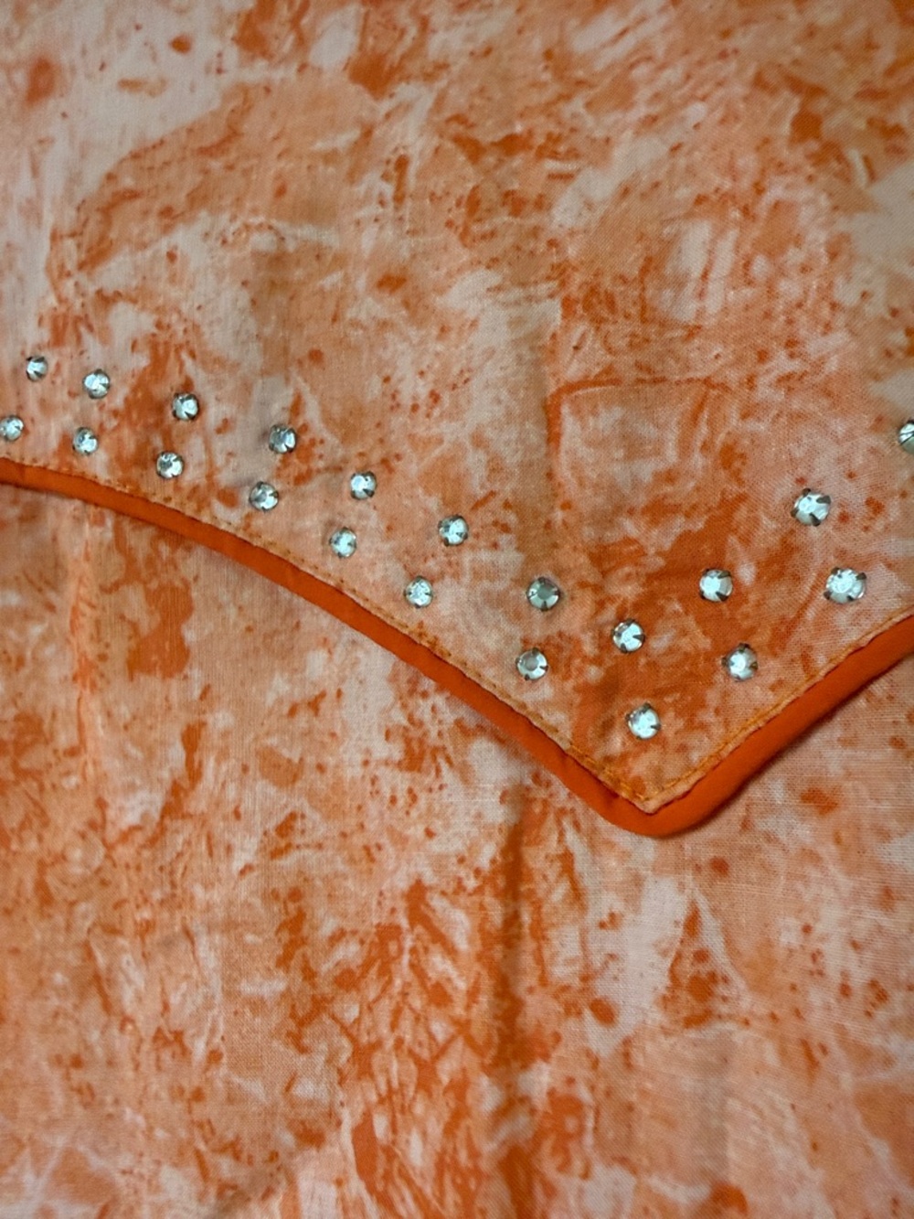 Embellished Orange Button-Down Western Shirt - Picture 6 of 7
